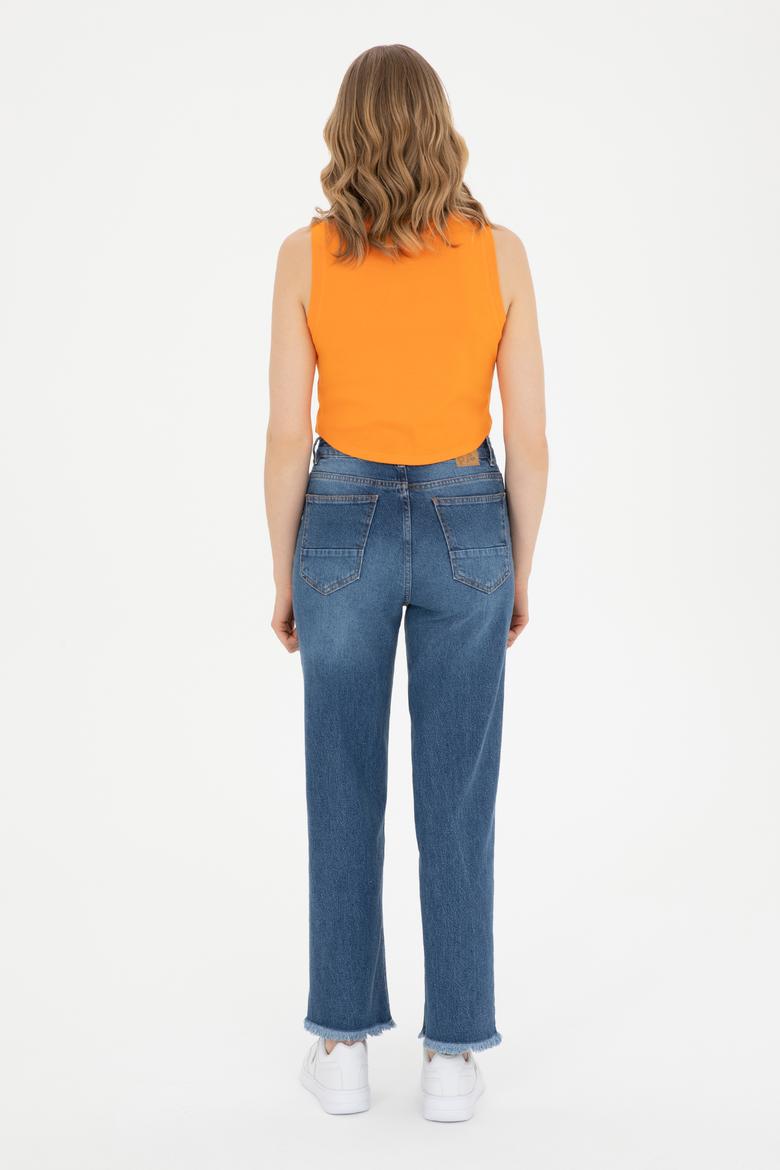 Kadın Mavi Jean Pantolon - 50282813007