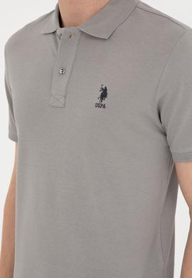 Erkek Slim Fit Polo Yaka Koyu Gri Basic Tişört - 50279613087