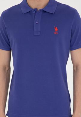 Erkek Slim Fit Polo Yaka Mavi Basic Tişört - 50279613374