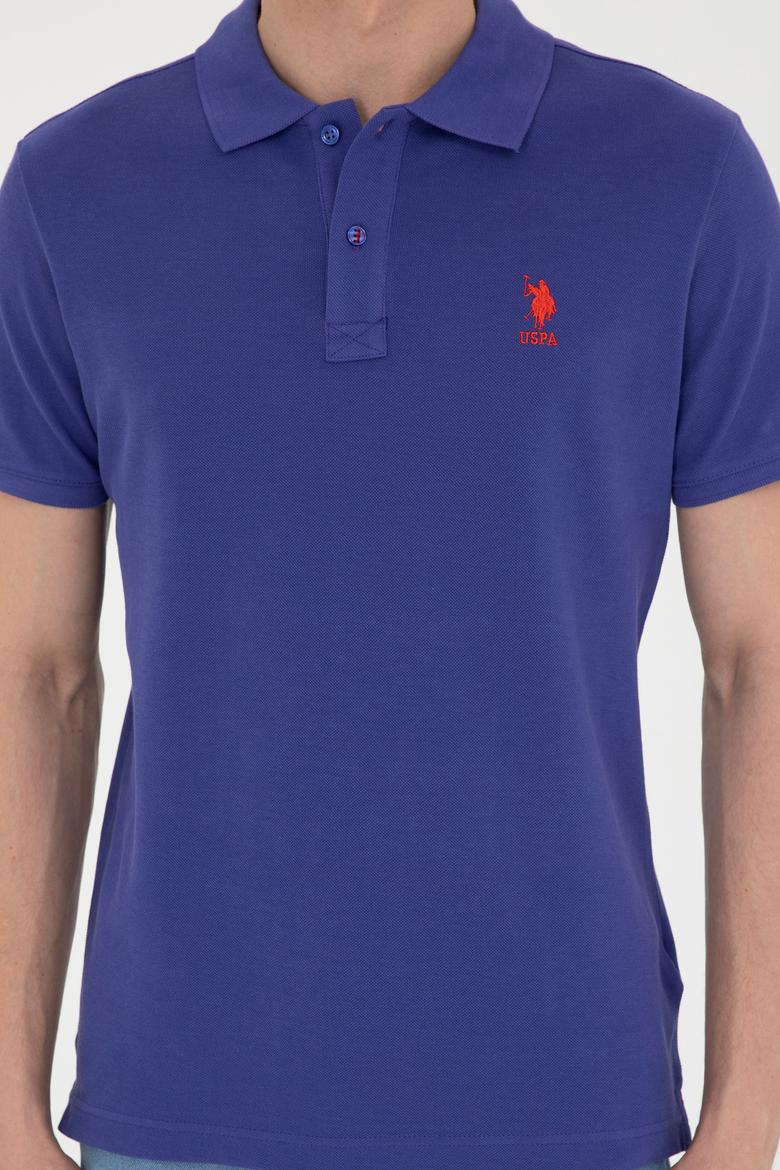 Erkek Slim Fit Polo Yaka Mavi Basic Tişört - 50279613374