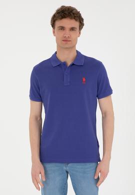 Erkek Slim Fit Polo Yaka Mavi Basic Tişört - 50279613374