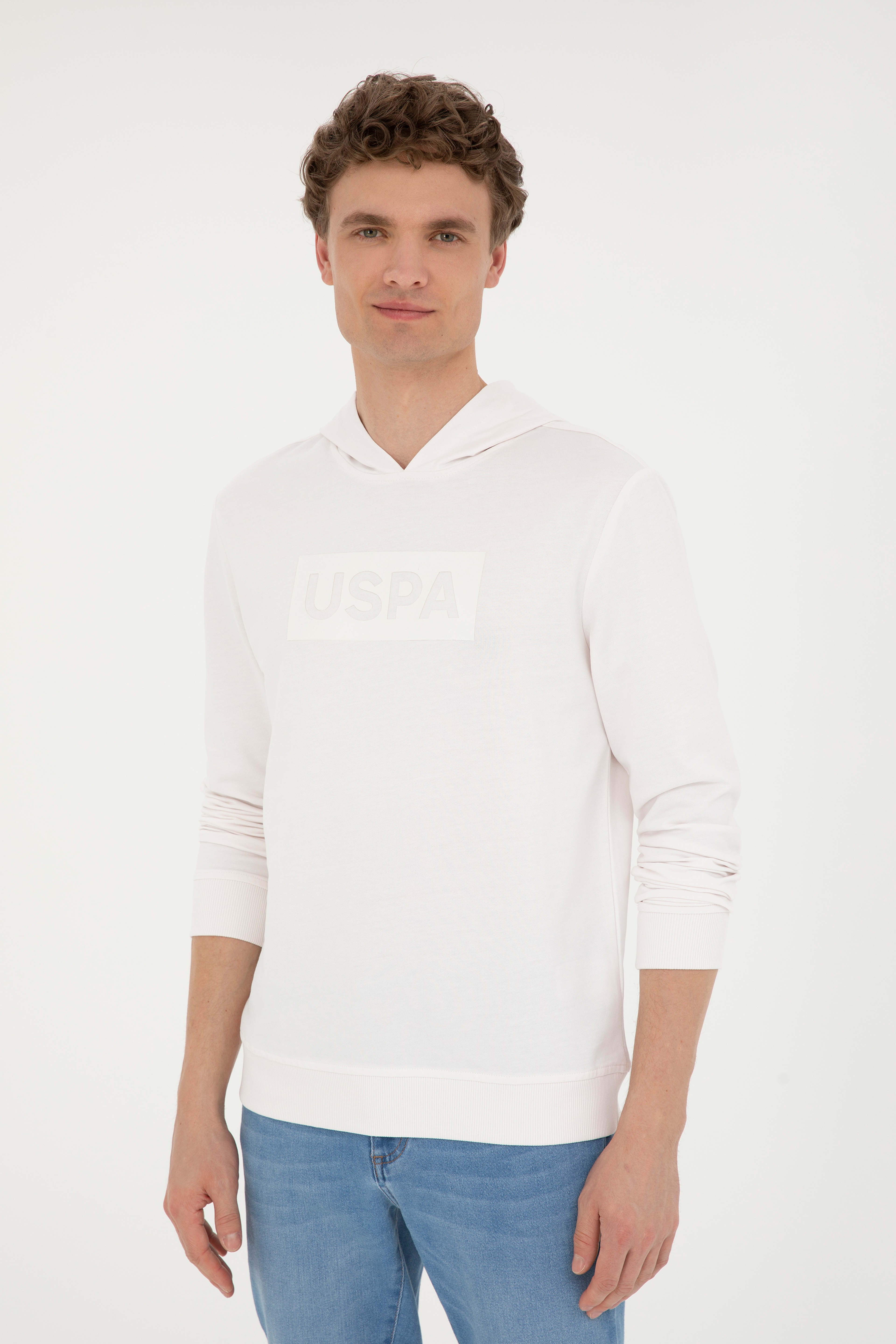 Erkek Ekru Sweatshirt - Image 3