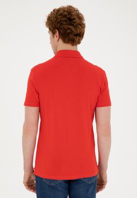 Erkek Slim Fit Polo Yaka Kırmızı Basic Tişört - 50279613127