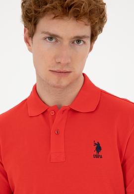 Erkek Slim Fit Polo Yaka Kırmızı Basic Tişört - 50279613127