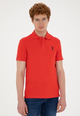 Erkek Slim Fit Polo Yaka Kırmızı Basic Tişört - 50279613127