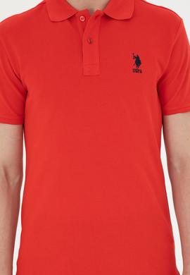 Erkek Slim Fit Polo Yaka Kırmızı Basic Tişört - 50279613127