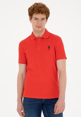 Erkek Slim Fit Polo Yaka Kırmızı Basic Tişört - 50279613127