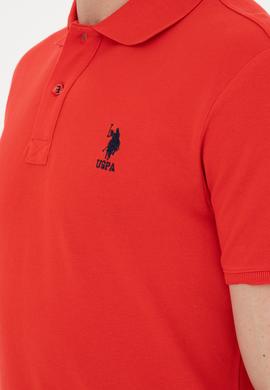 Erkek Slim Fit Polo Yaka Kırmızı Basic Tişört - 50279613127