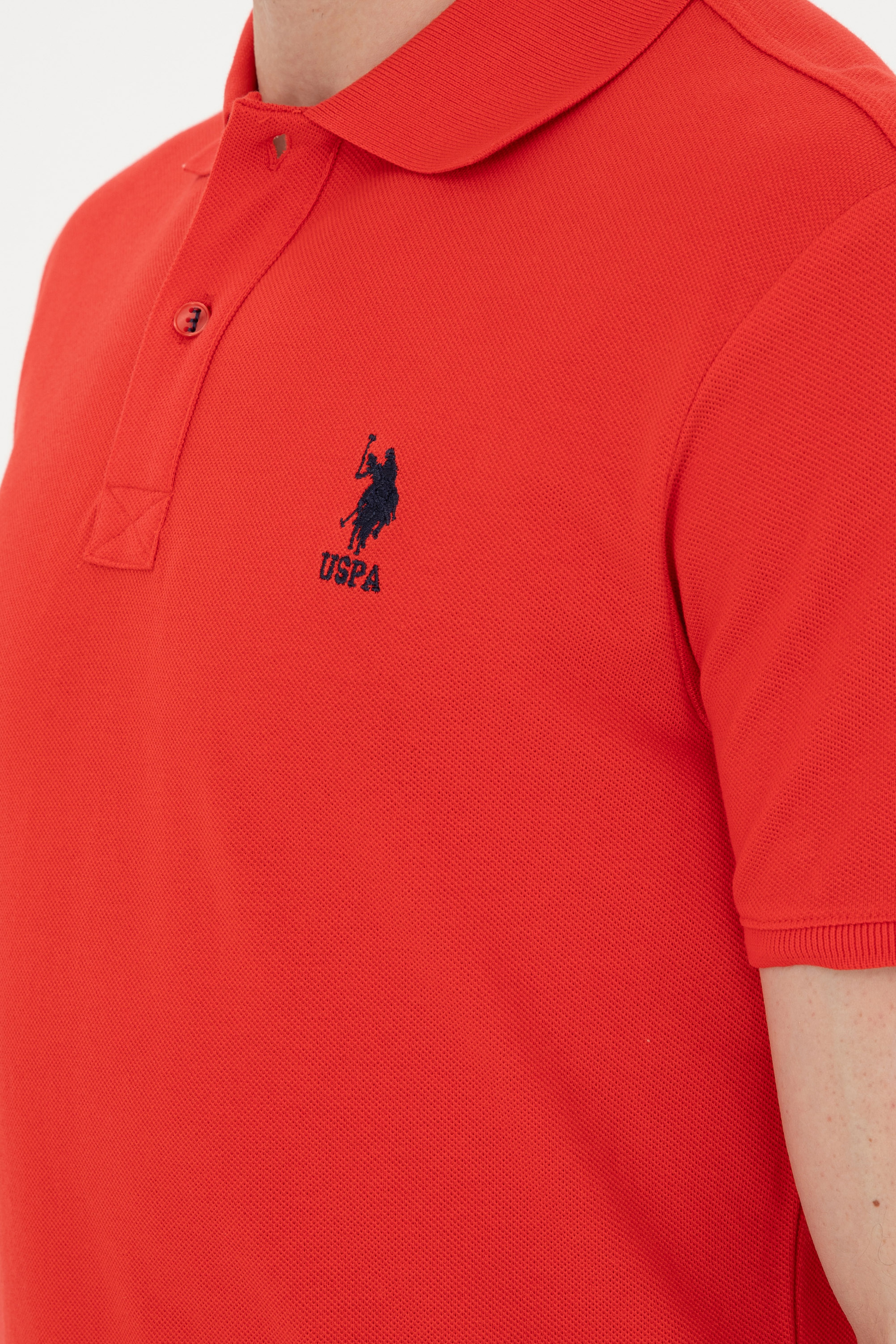 Erkek Slim Fit Polo Yaka Kırmızı Basic Tişört - Image 7