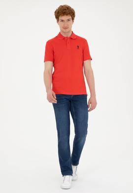 Erkek Slim Fit Polo Yaka Kırmızı Basic Tişört - 50279613127