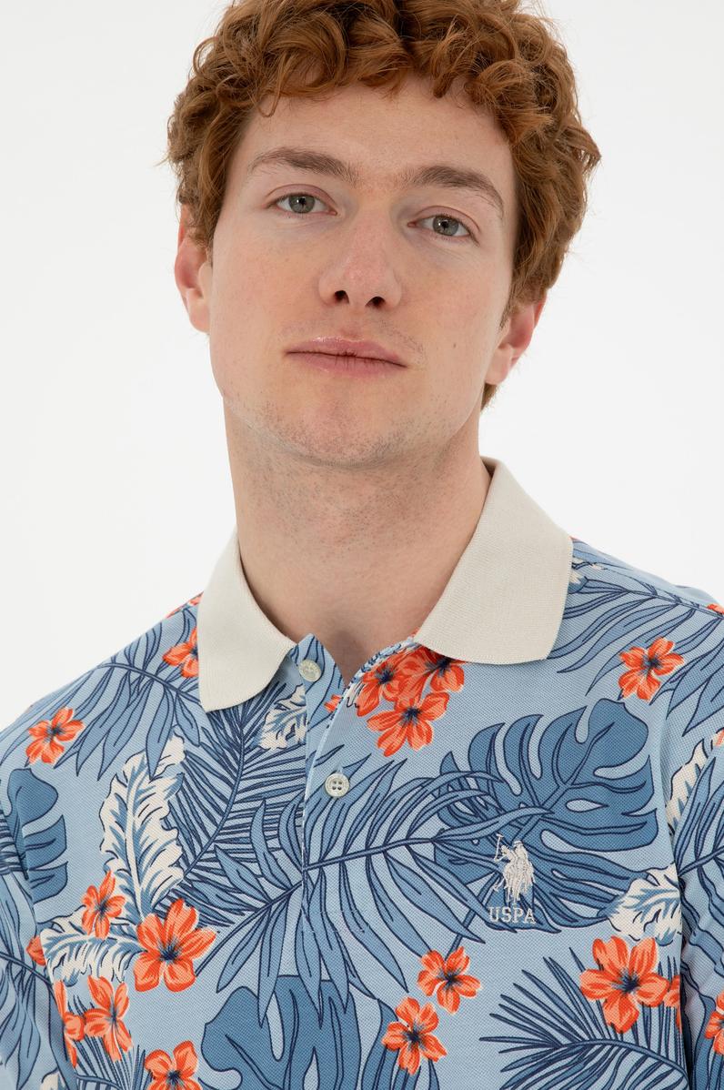 Erkek Oversize Fit Bisiklet Yaka Mavi Tişört