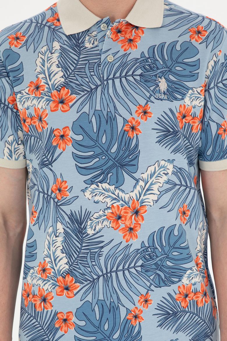 Erkek Oversize Fit Bisiklet Yaka Mavi Tişört - 50289883021