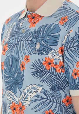 Erkek Oversize Fit Bisiklet Yaka Mavi Tişört - 50289883021