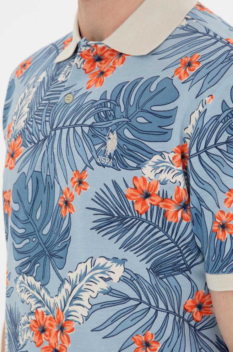 Erkek Oversize Fit Bisiklet Yaka Mavi Tişört