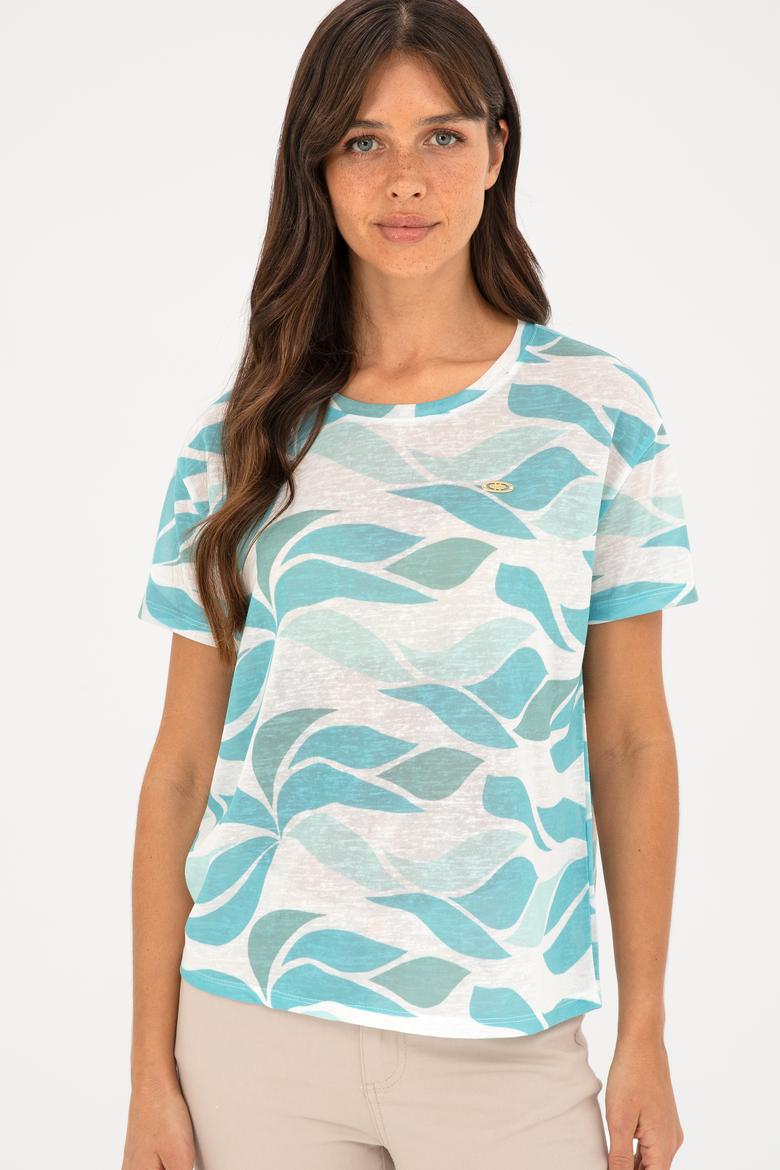 Kadın Mint Bisiklet Yaka Tişört - 50281792012