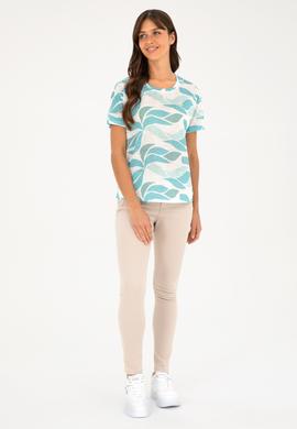 Kadın Mint Bisiklet Yaka Tişört - 50281792012