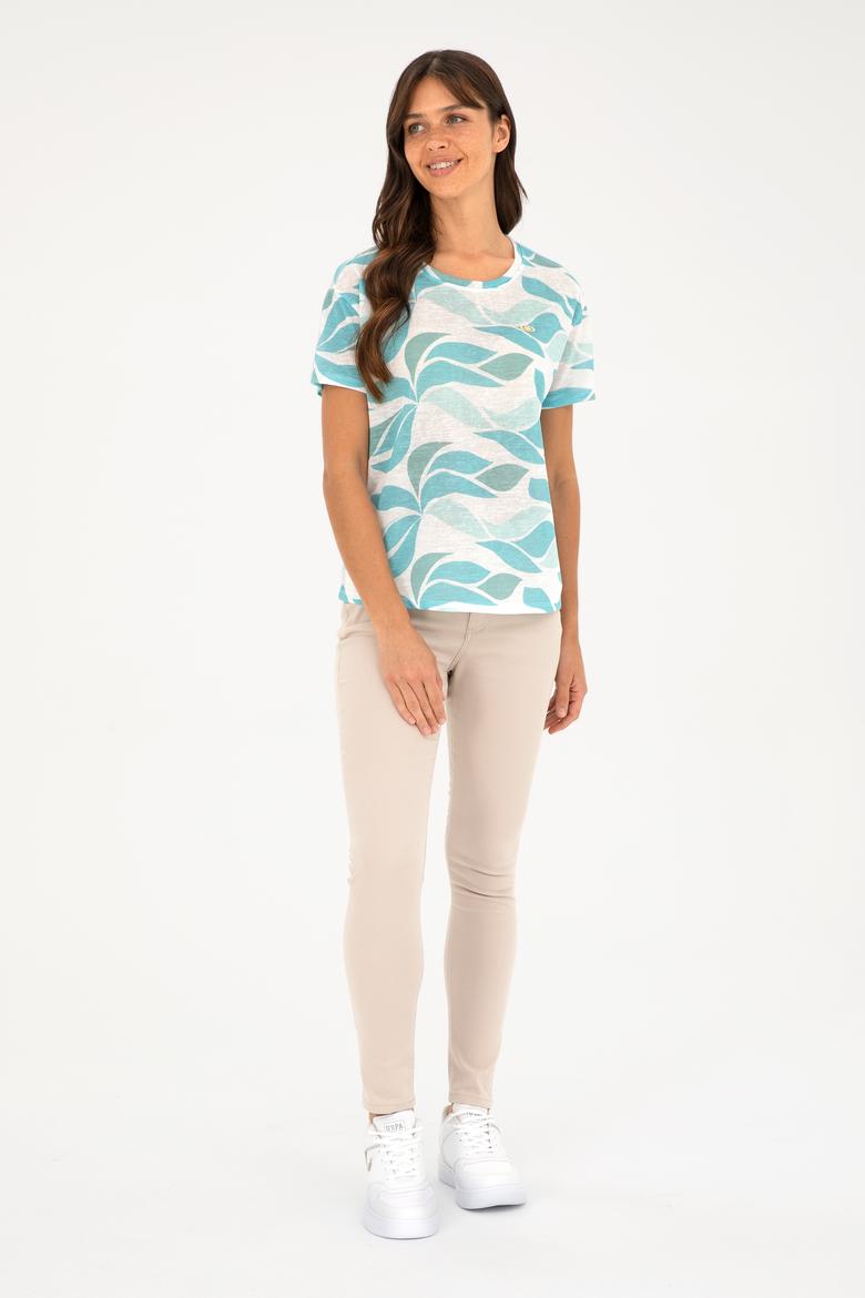 Kadın Mint Bisiklet Yaka Tişört - 50281792012