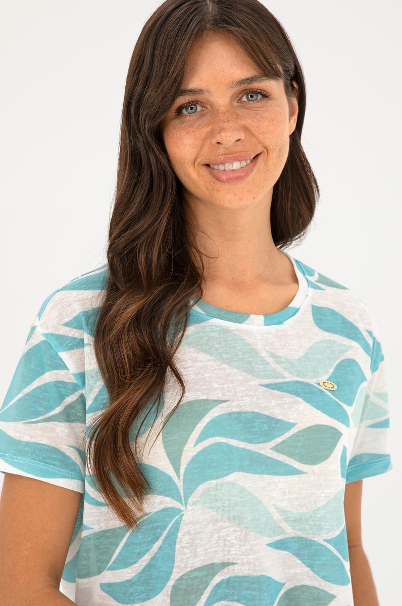 Kadın Mint Bisiklet Yaka Tişört