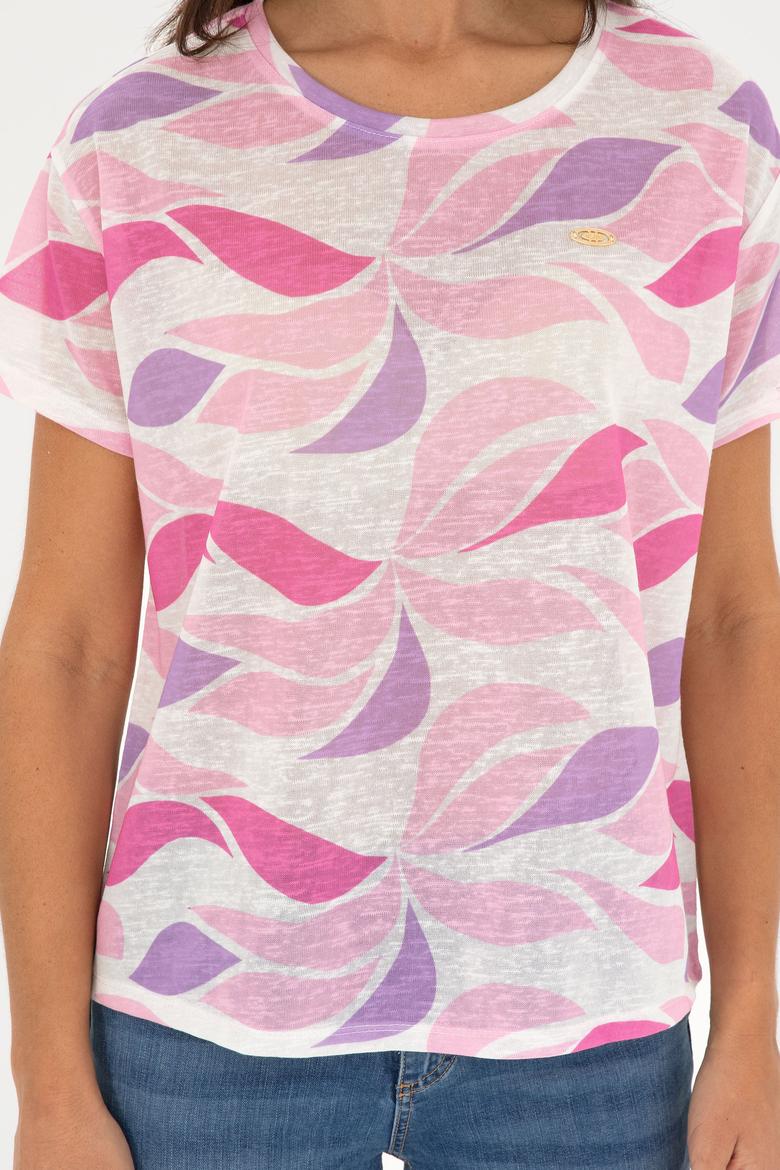 Kadın Lila Bisiklet Yaka Tişört - 50281792019