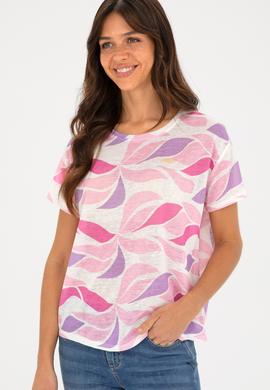 Kadın Lila Bisiklet Yaka Tişört - 50281792019