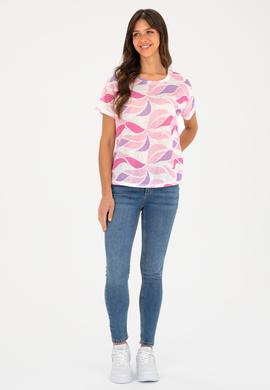 Kadın Lila Bisiklet Yaka Tişört - 50281792019