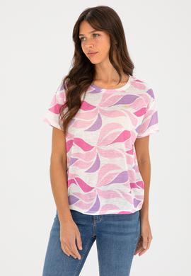 Kadın Lila Bisiklet Yaka Tişört - 50281792019