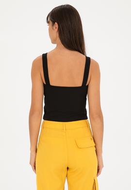 Kadın Siyah Kolsuz Tişört - 50286100021