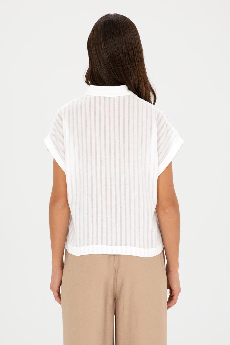 Kadın Beyaz Kısa Kollu Gömlek - 50289148003