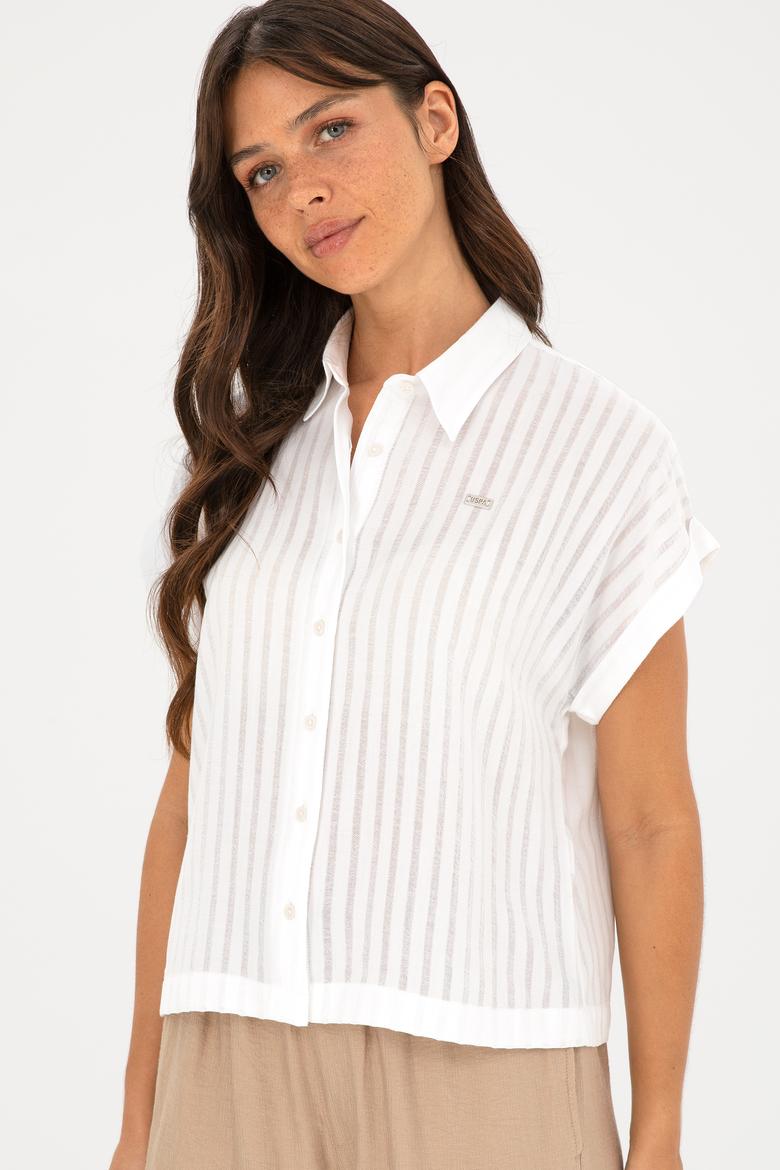 Kadın Beyaz Kısa Kollu Gömlek - 50289148003