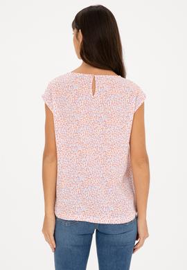 Kadın Somon Bisiklet Yaka Kısa Kollu Bluz - 50280956028