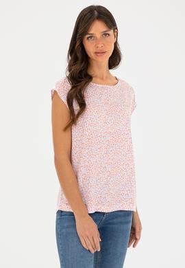 Kadın Somon Bisiklet Yaka Kısa Kollu Bluz - 50280956028