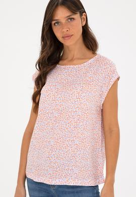 Kadın Somon Bisiklet Yaka Kısa Kollu Bluz - 50280956028