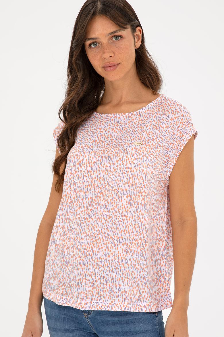 Kadın Somon Bisiklet Yaka Kısa Kollu Bluz - 50280956028