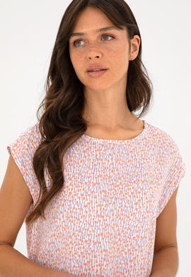 Kadın Somon Bisiklet Yaka Kısa Kollu Bluz - 50280956028