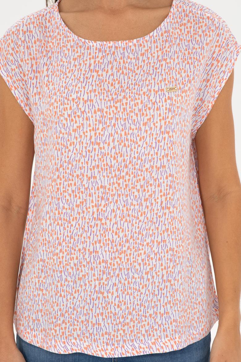 Kadın Somon Bisiklet Yaka Kısa Kollu Bluz - 50280956028