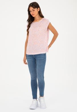 Kadın Somon Bisiklet Yaka Kısa Kollu Bluz - 50280956028