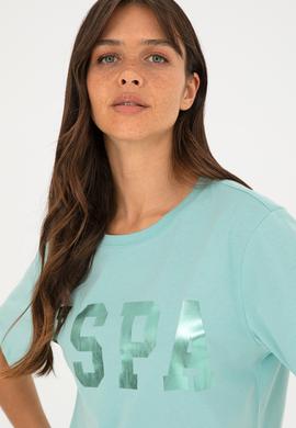 Kadın Su Yeşili Basic Bisiklet Yaka Tişört - 50280020045