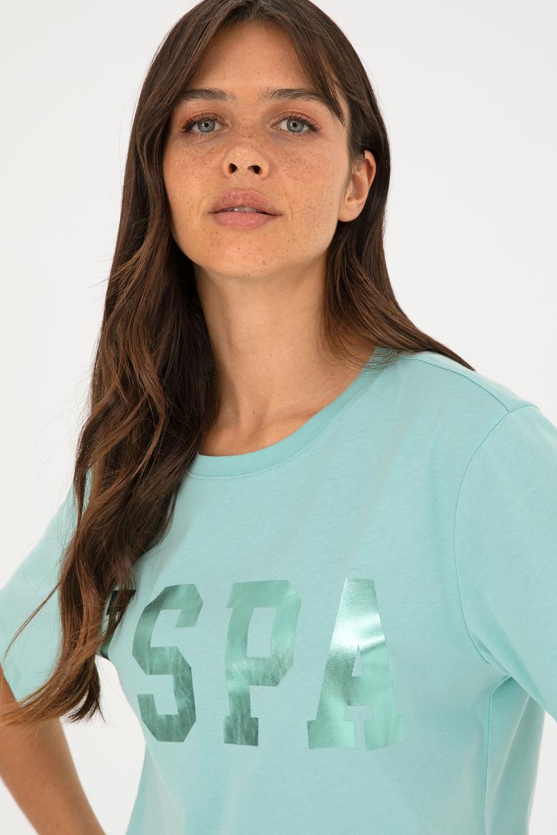 Kadın Su Yeşili Basic Bisiklet Yaka Tişört - 50280020045