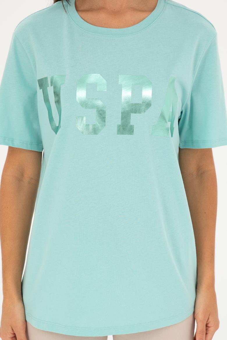 Kadın Su Yeşili Basic Bisiklet Yaka Tişört - 50280020045