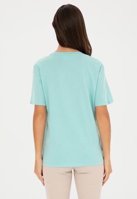 Kadın Su Yeşili Basic Bisiklet Yaka Tişört - 50280020045