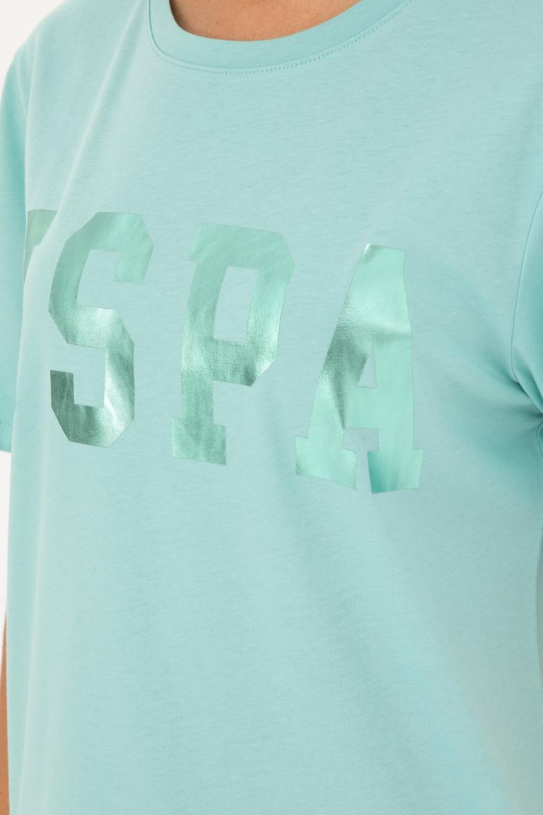 Kadın Su Yeşili Basic Bisiklet Yaka Tişört - 50280020045