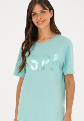 Kadın Su Yeşili Basic Bisiklet Yaka Tişört - 50280020045