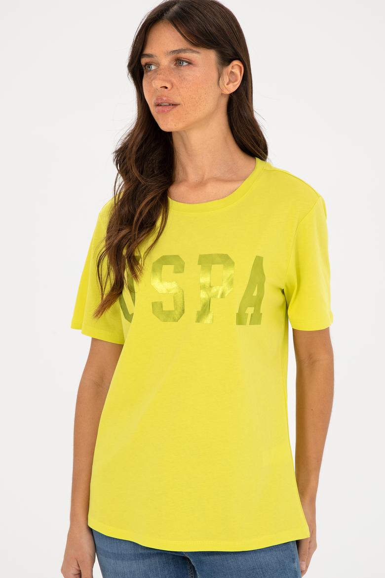 Kadın Fıstık Yeşili Basic Bisiklet Yaka Tişört - 50280020070