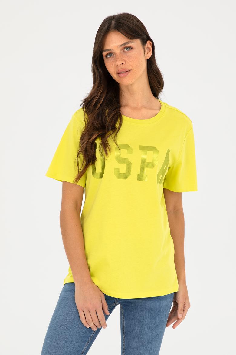 Kadın Fıstık Yeşili Basic Bisiklet Yaka Tişört