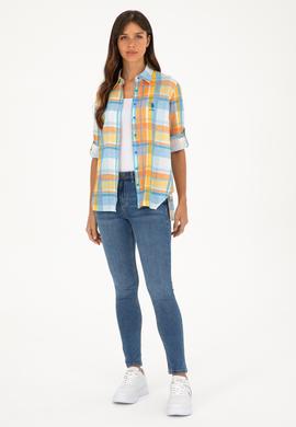 Kadın Saks Uzun Kollu Gömlek - 50283568002