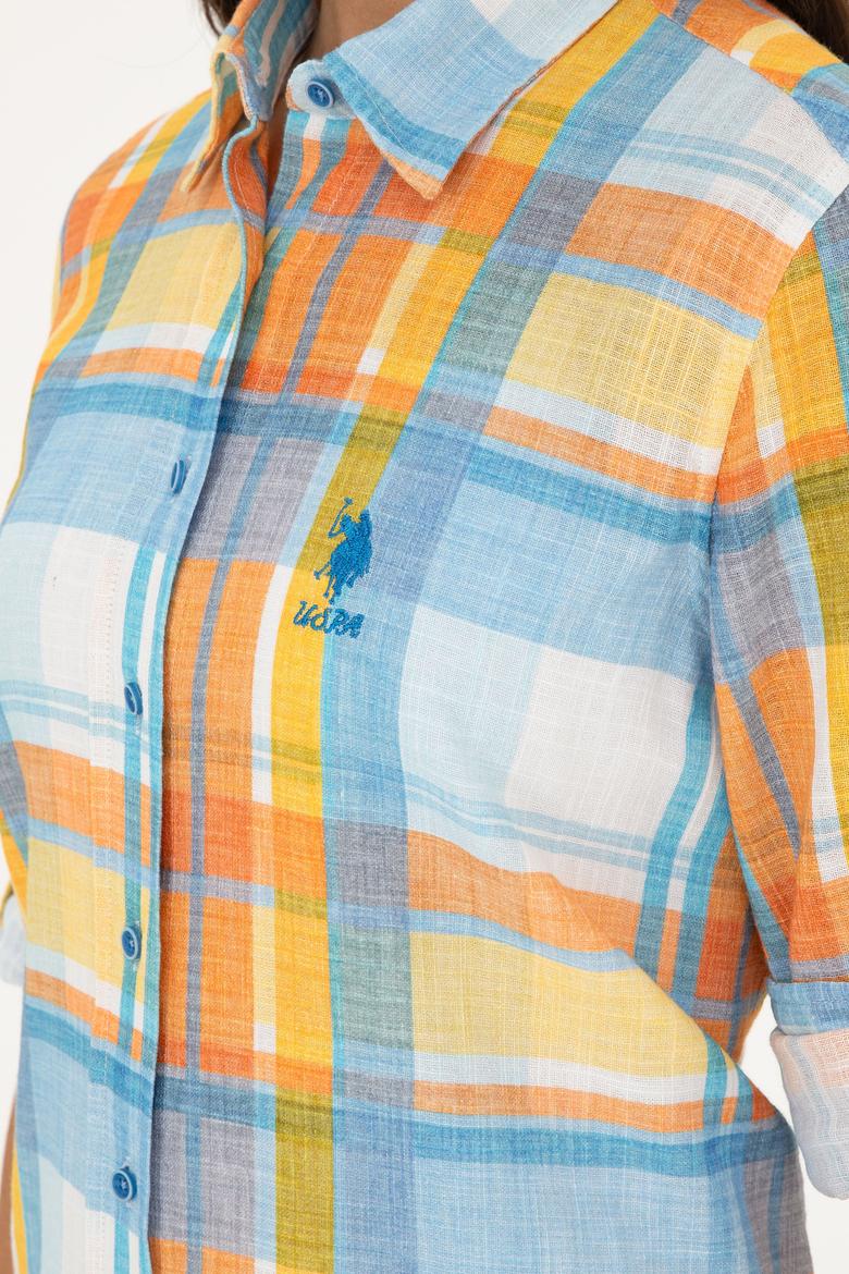 Kadın Saks Uzun Kollu Gömlek - 50283568002