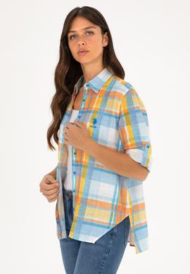 Kadın Saks Uzun Kollu Gömlek - 50283568002