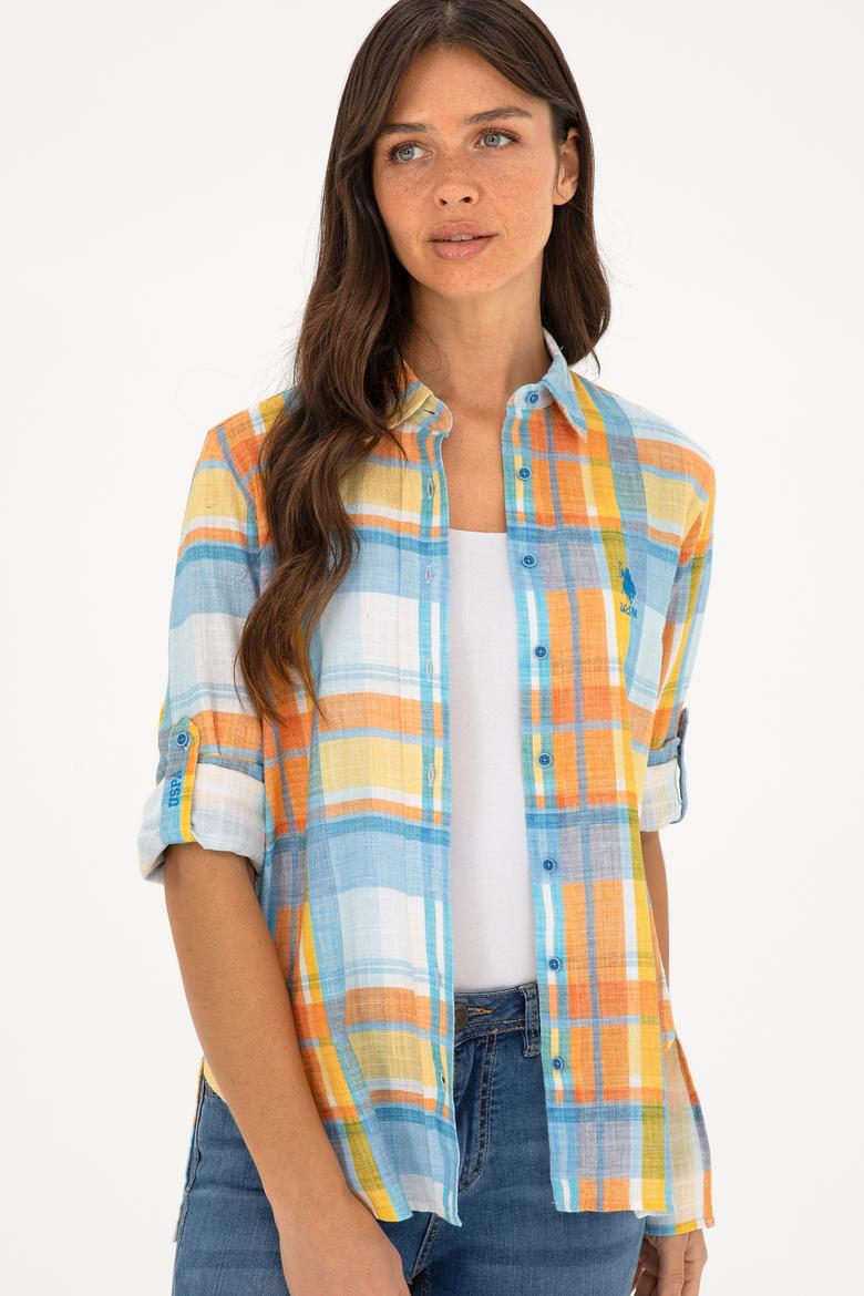 Kadın Saks Uzun Kollu Gömlek - 50283568002