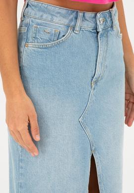 Kadın Açık Mavi Midi Boy Jean Etek - 50283845013