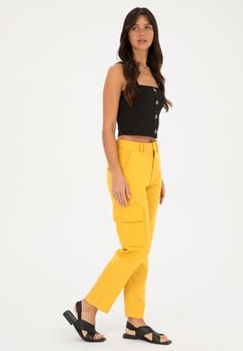 Kadın Safran Kanvas Toothpick Fit Pantolon - 50282581026